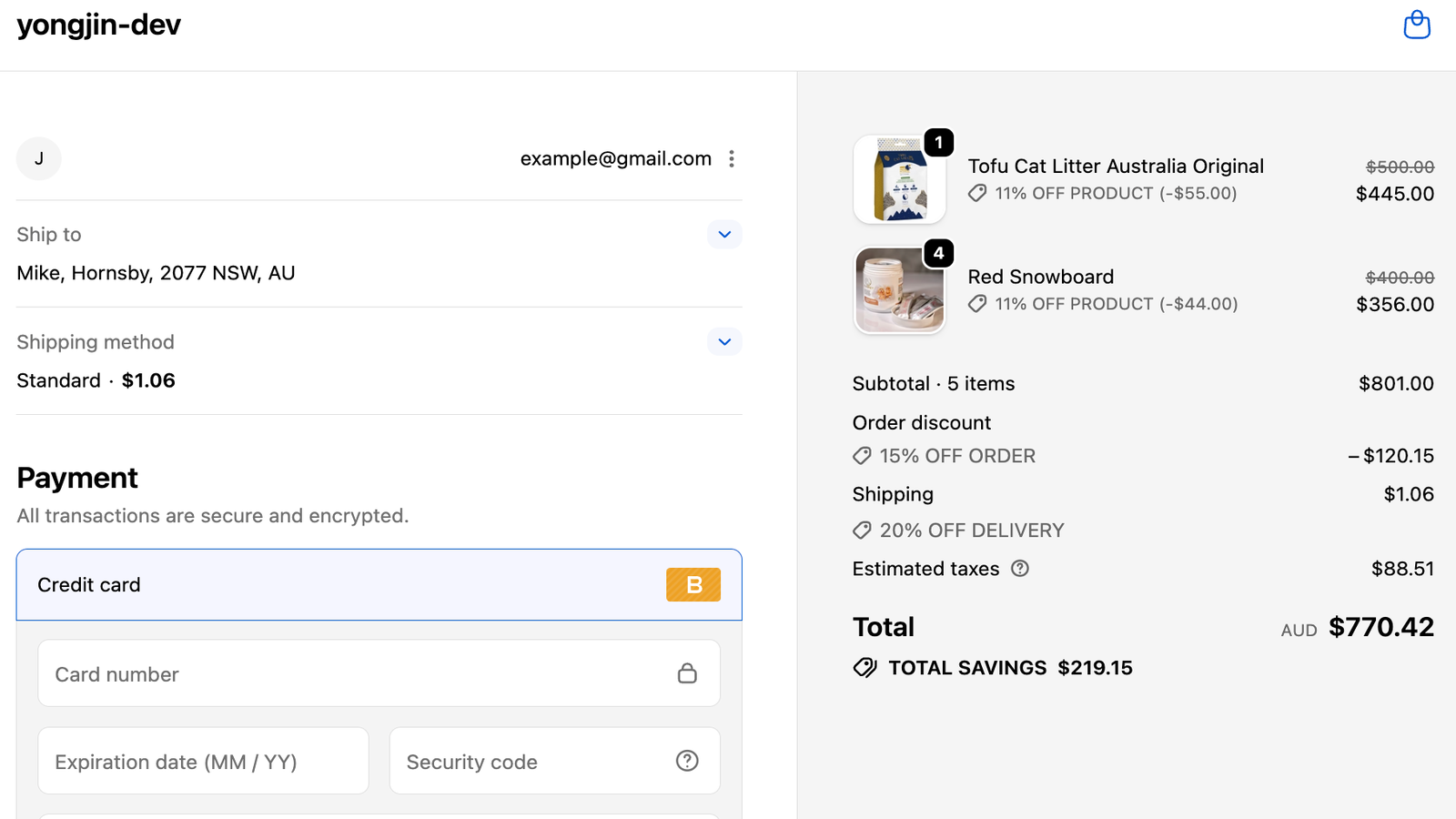 discount applied in checkout