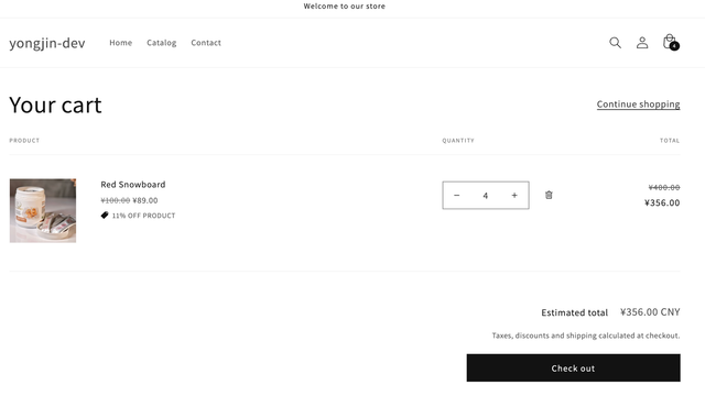 product discount applied in cart