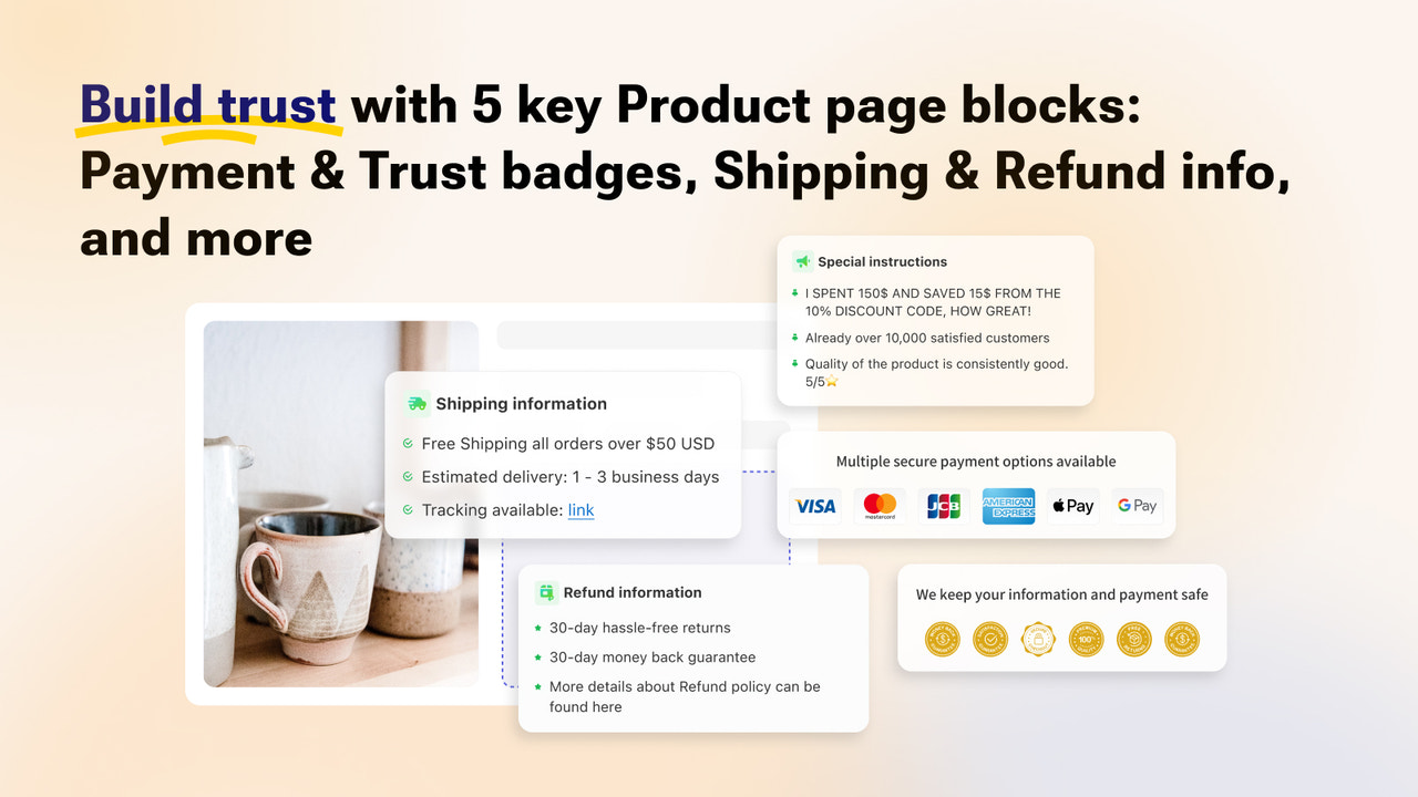 Build trust with 5 key Product page blocks Payment, Trust & more