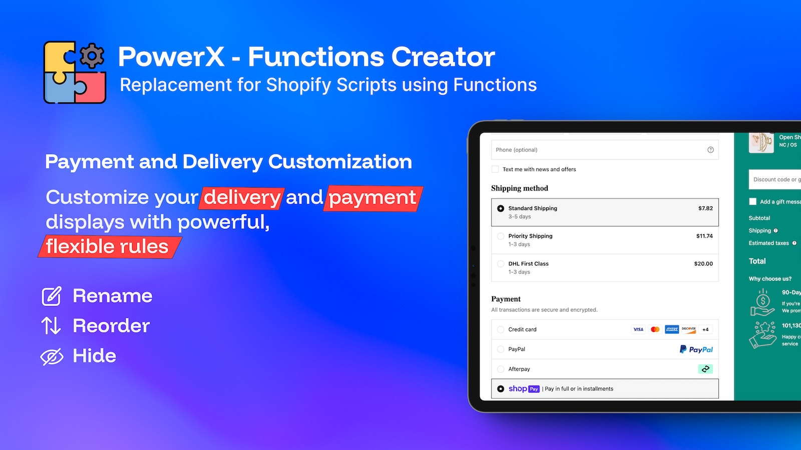 Delivery and Payment Customization using Shopify functions