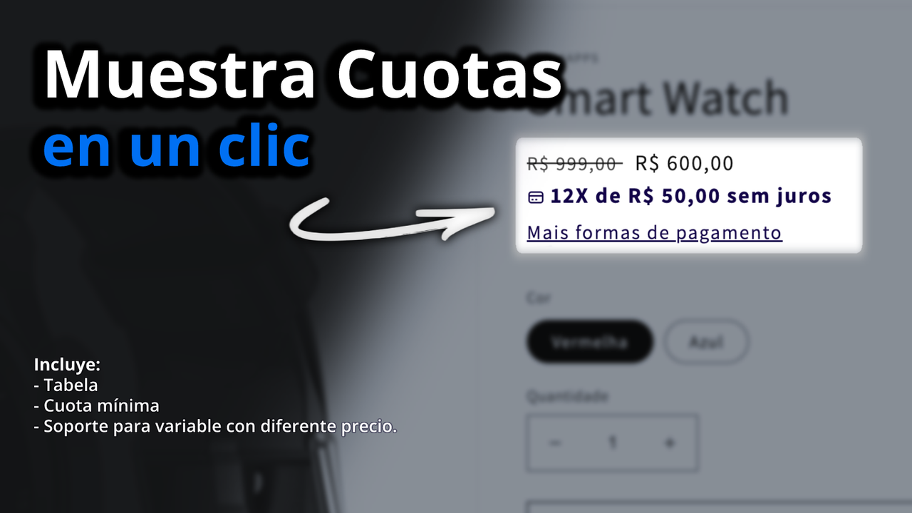 Muestra cuotas y meses sin interes en un clic
