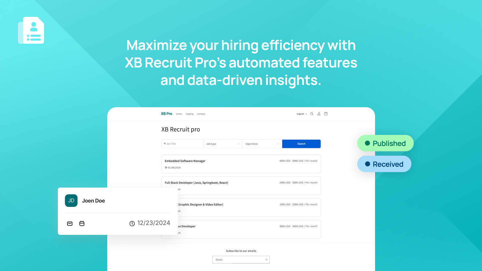Optimize hiring with XB Recruit Pro’s automation & data insights