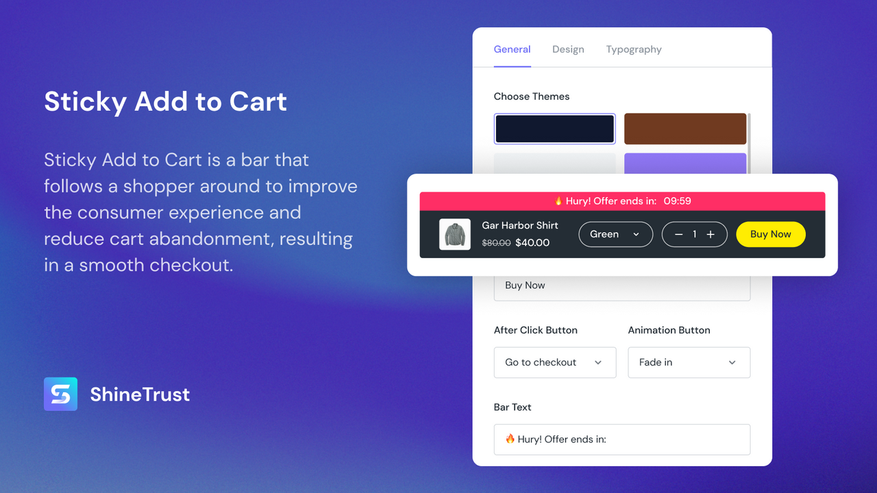 sticky add to cart | product labels & badges shine