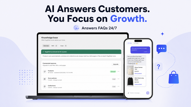 AI chatbot answering store FAQs 24/7 with product knowledge