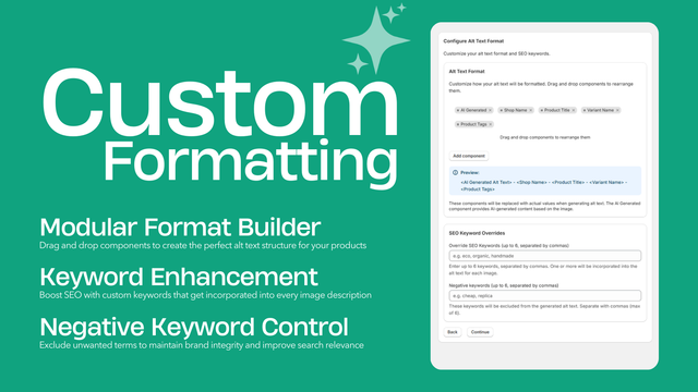ALT SEO AI Alt Text Generator - Custom Formating
