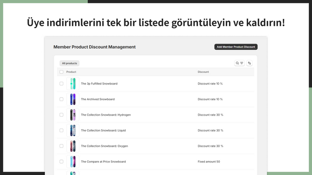 Üye indirimlerini tek bir listede görüntüleyin ve kaldırın!