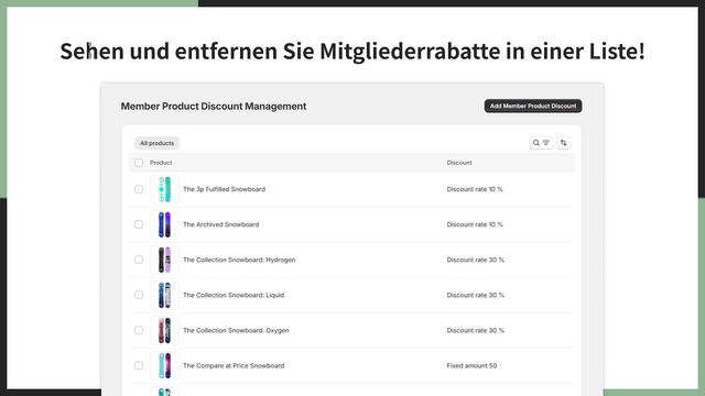Sehen und entfernen Sie Mitgliederrabatte in einer Liste!