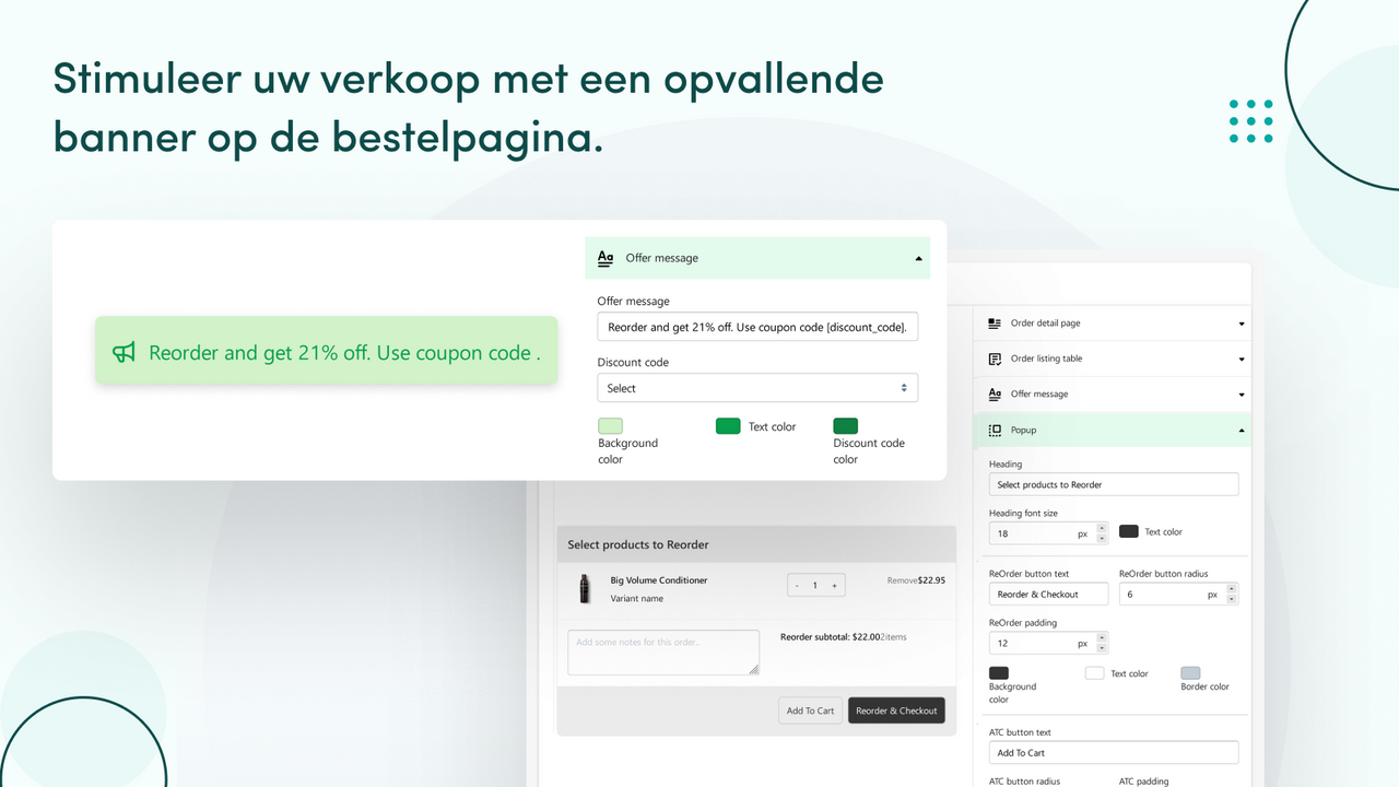 Meer verkoop met een pakkende banner op de nabestellingspagina.