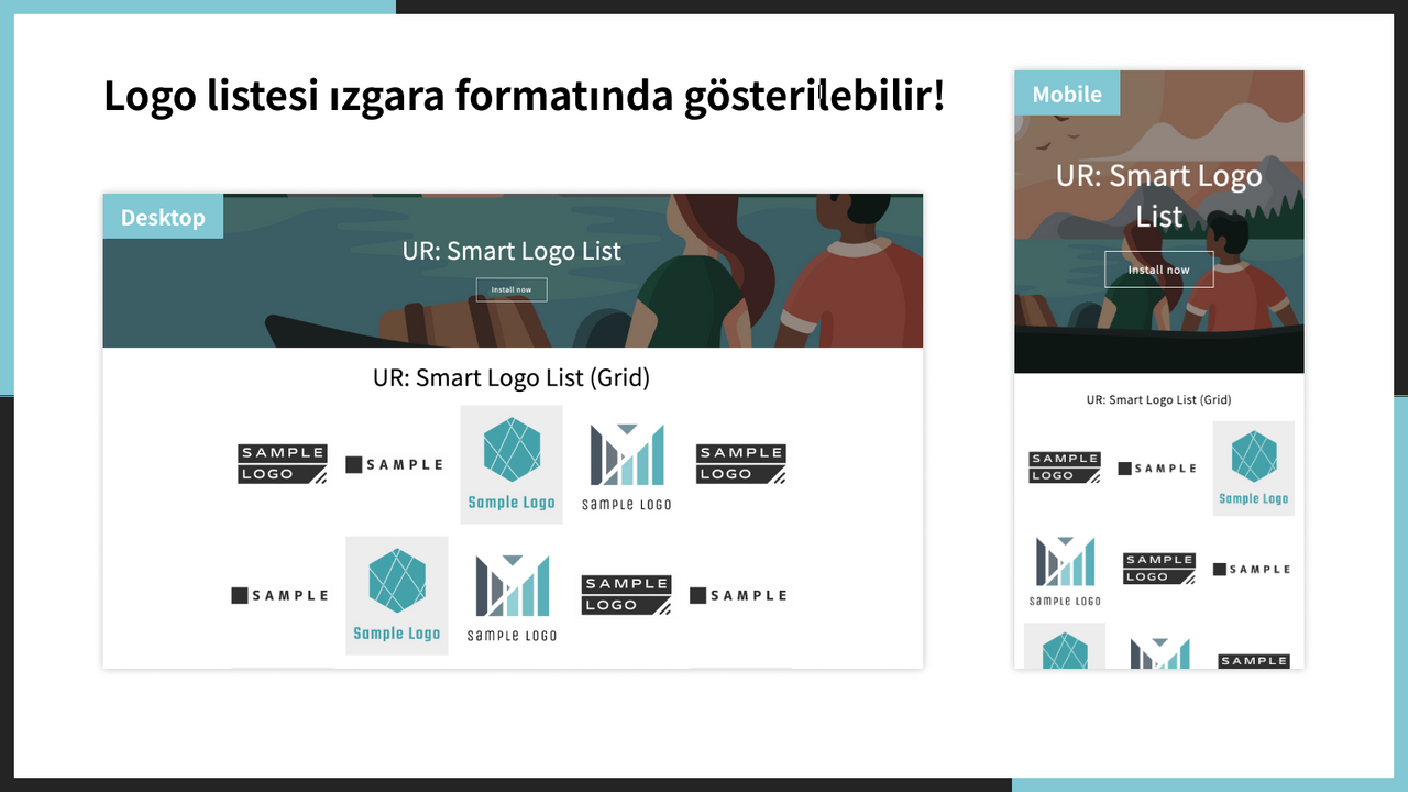 Logo listesi ızgara formatında gösterilebilir!