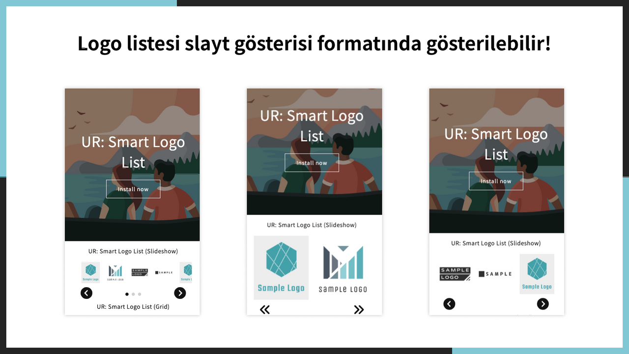 Logo listesi slayt gösterisi formatında gösterilebilir!