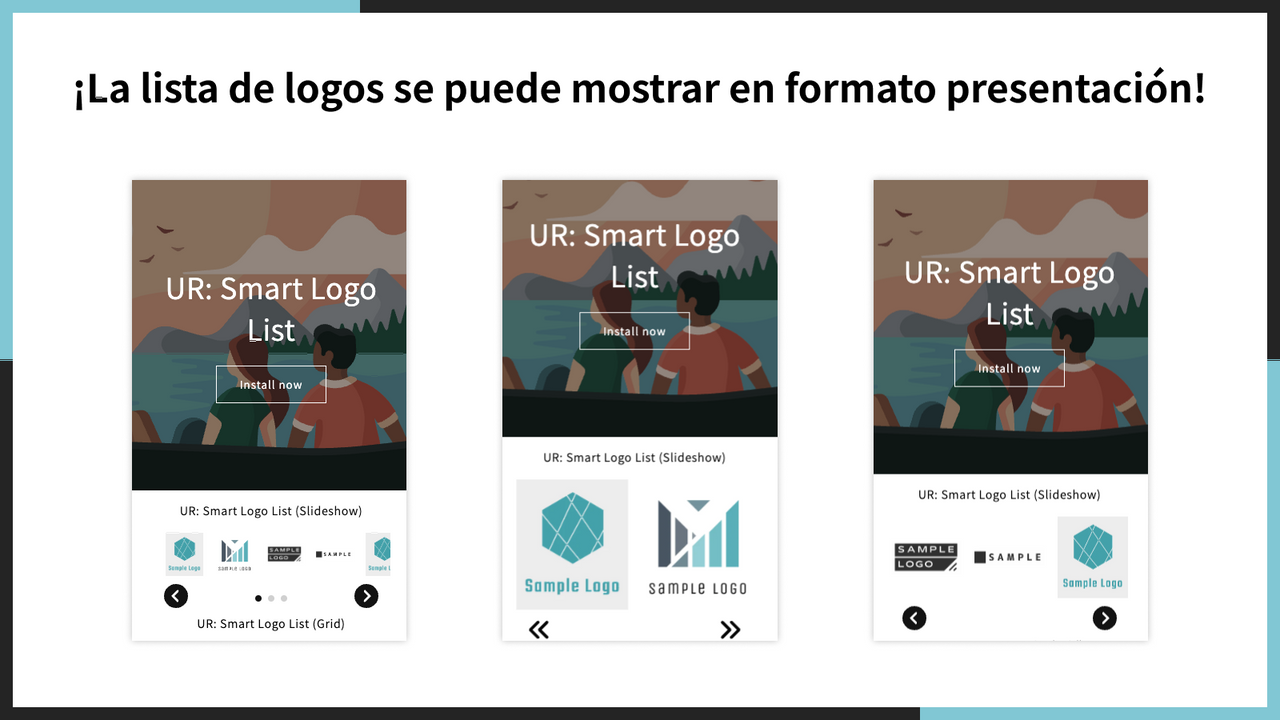 ¡La lista de logos se puede mostrar en formato presentación!