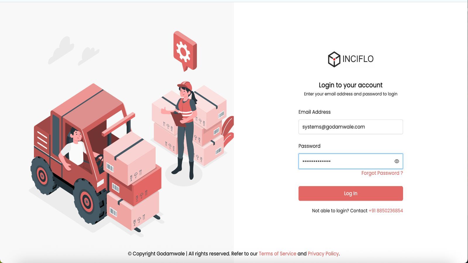 Inciflo Login Page