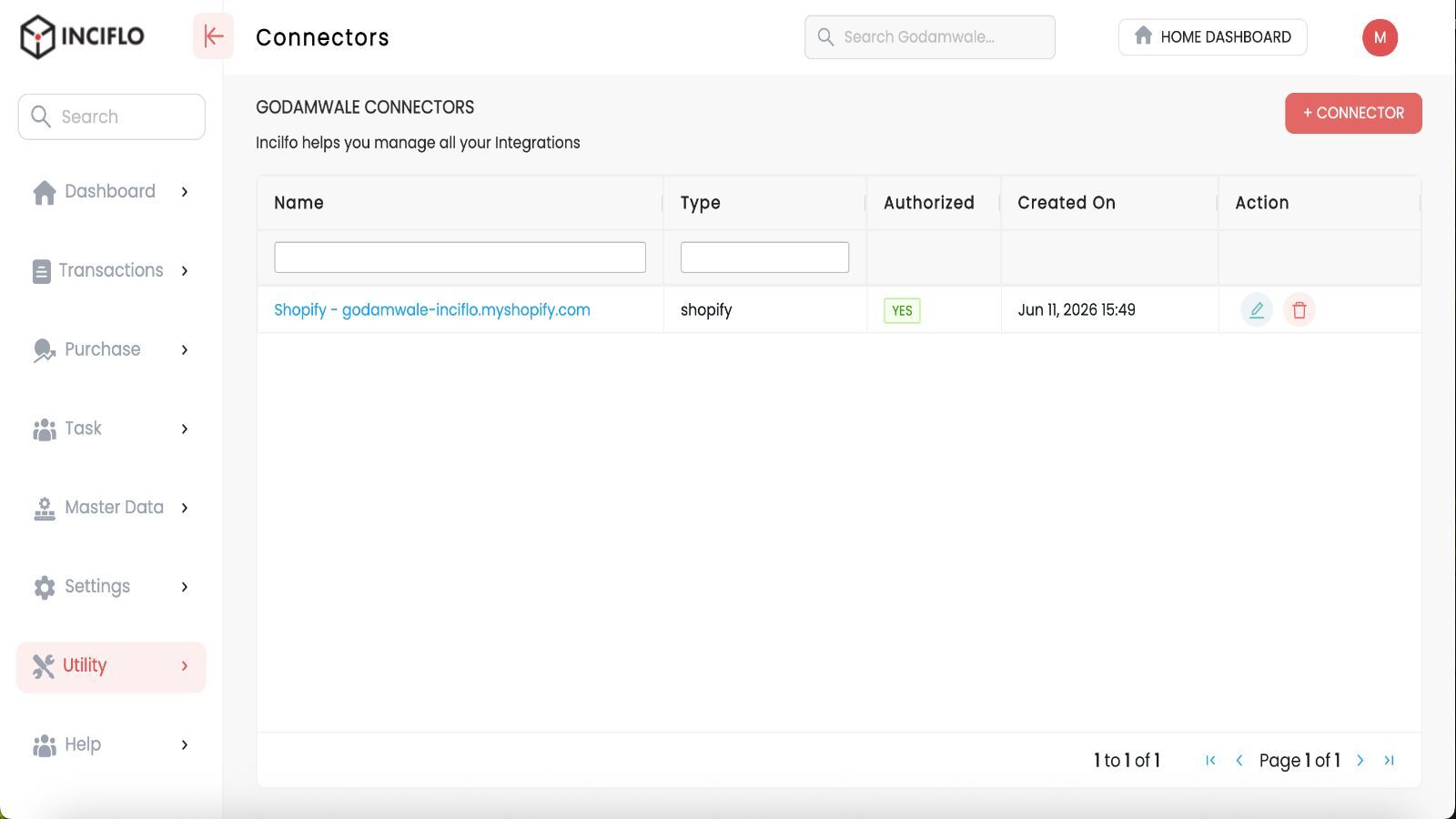 Inciflo Connectors Page - List of Integrations
