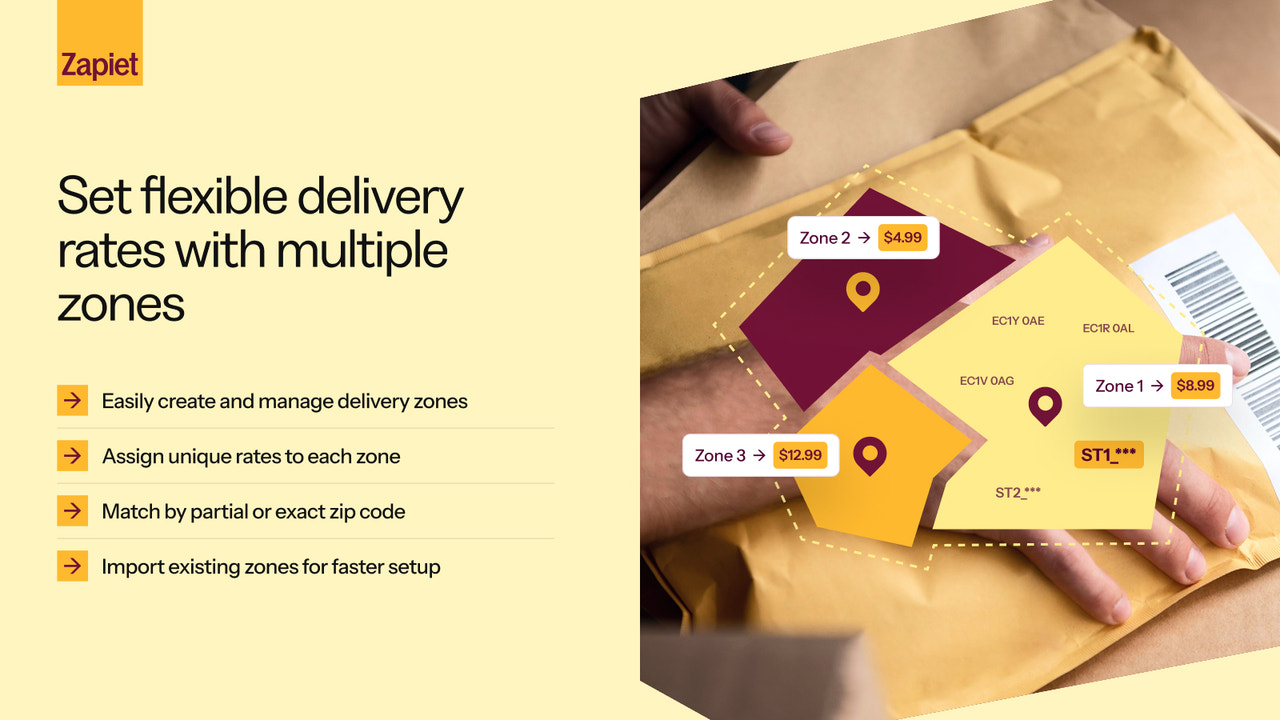 Manage delivery rates by zone