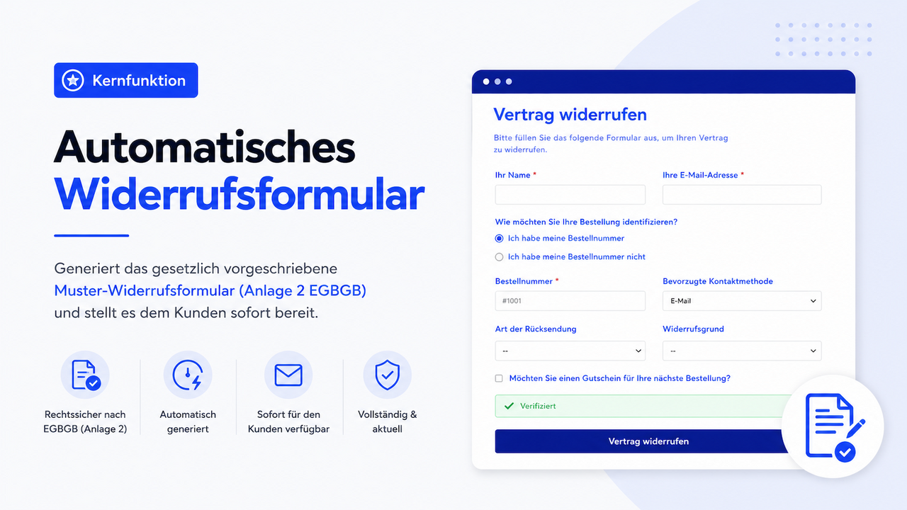 Generiert das gesetzlich vorgeschriebene Widerrufsformular