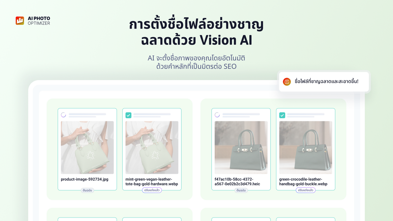 AI เปลี่ยนชื่อภาพโดยอัตโนมัติด้วยคำหลัก SEO