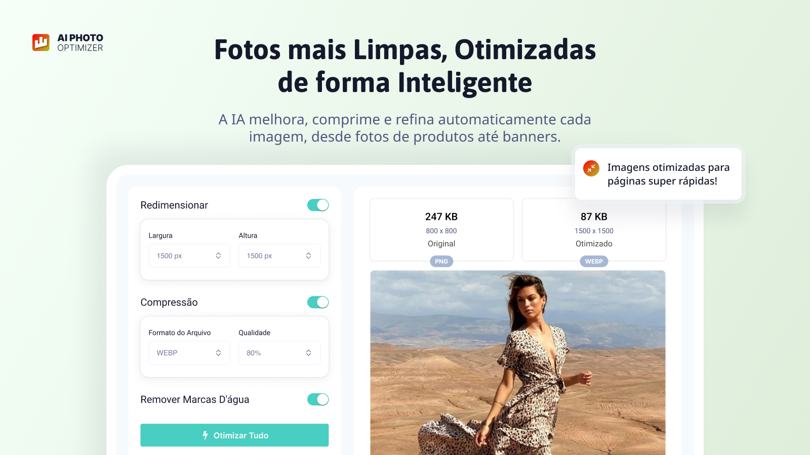 A IA aprimora, comprime e refina imagens automaticamente