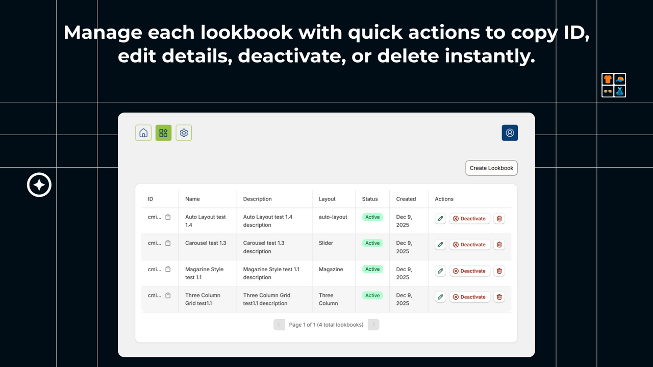 Manage Lookbooks