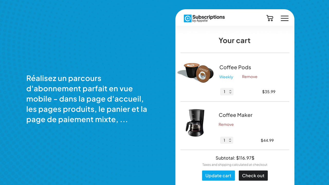 Abonnement simple et intuitif uniques depuis un appareil mobile