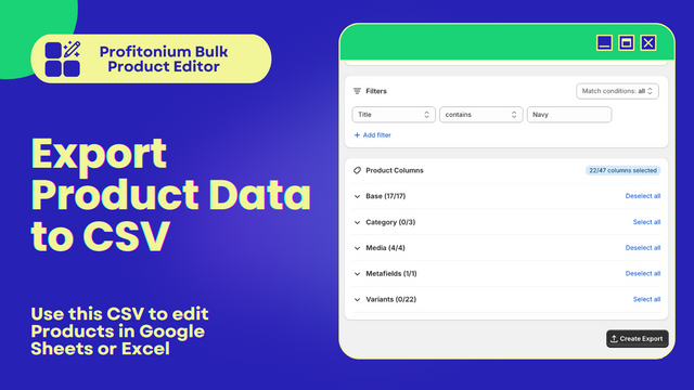 Export Product Data in CSV Format so as to edit them in excel
