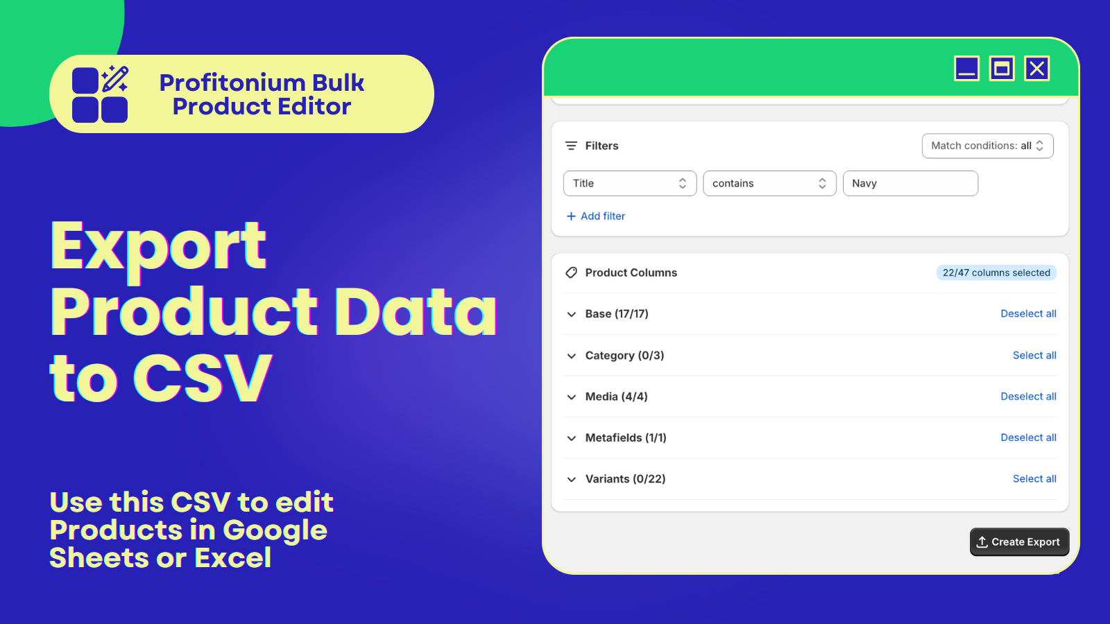 Export Product Data in CSV Format so as to edit them in excel