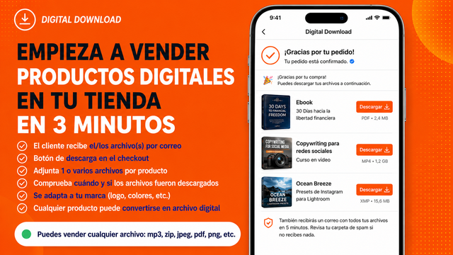 Envía automáticamente productos digitales por correo electrónico