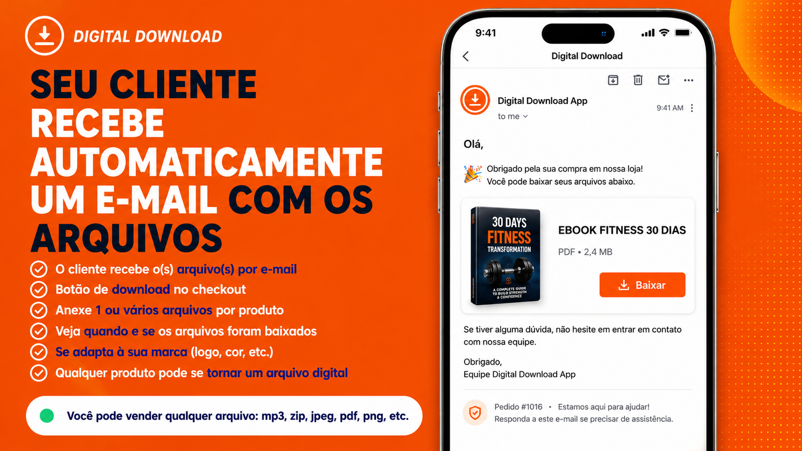Adicione um botão de download durante o checkout