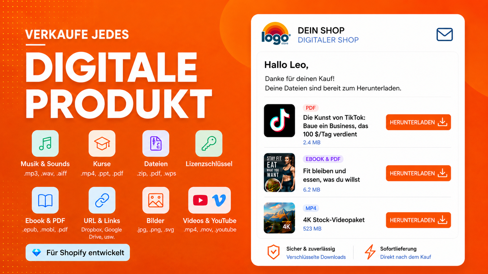 Einfaches Produkt für digitale Downloads