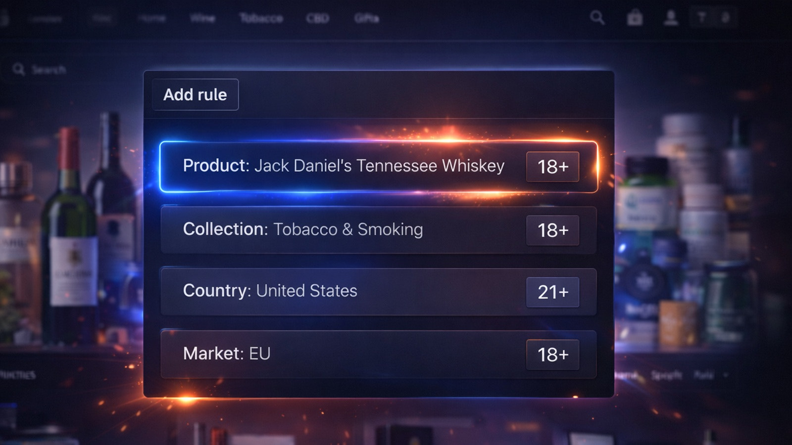 Rule-based age verification by product, country, and market