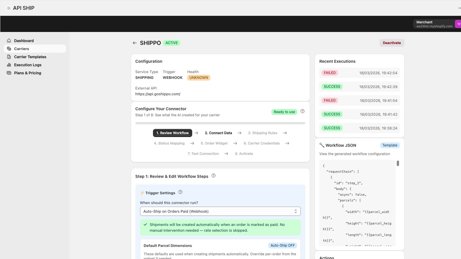 SHIPPO ACTIVE Configuration