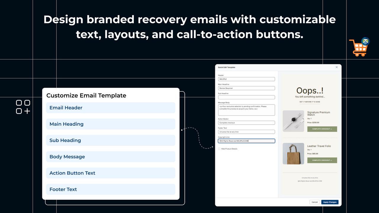 Customize recovery email templates with branded content