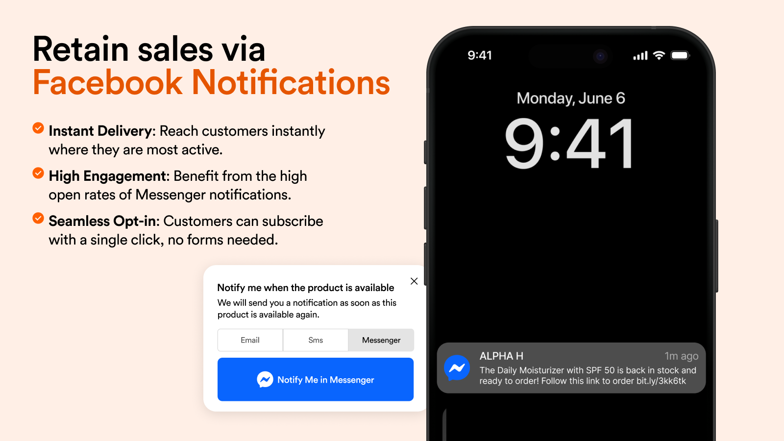 Shopify back in stock notifications via meta facebook