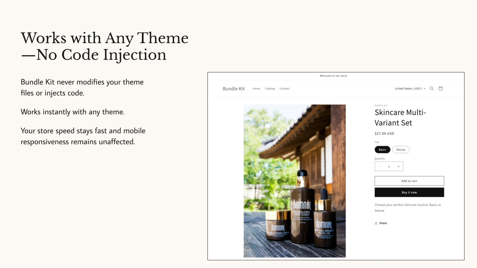 Works with Any Theme —No Code Injection