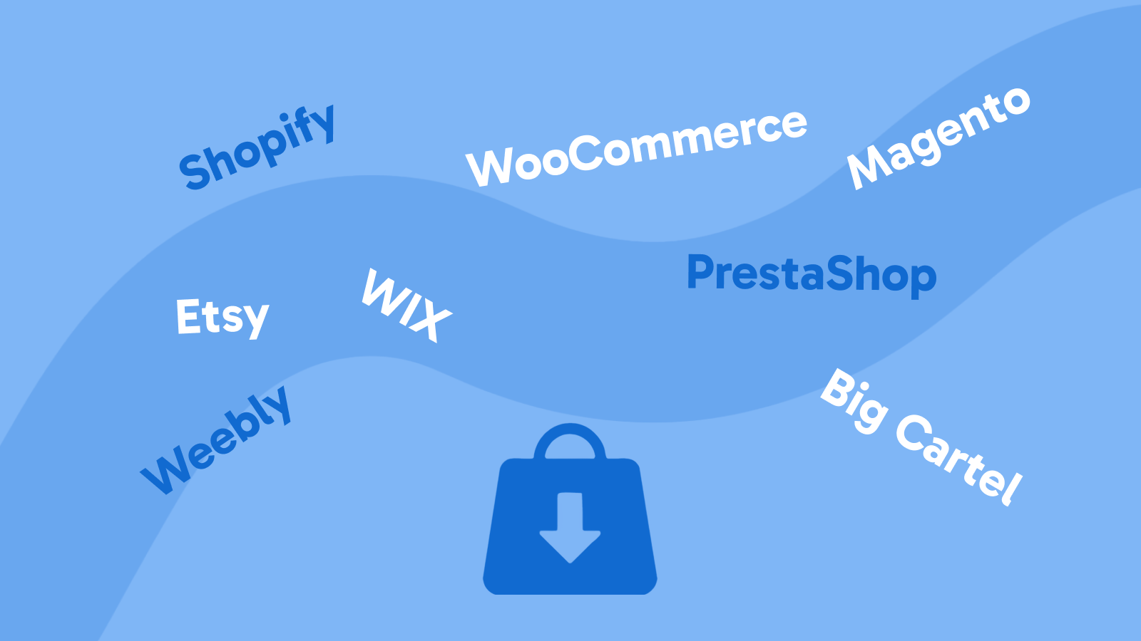 WooCommerce, WIX, Magento, PrestaShop, Etsy, Big Cartel, Weebly