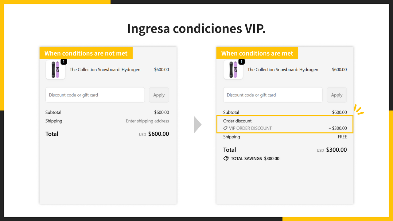 ¡Aplica descuentos solo a clientes elegibles!