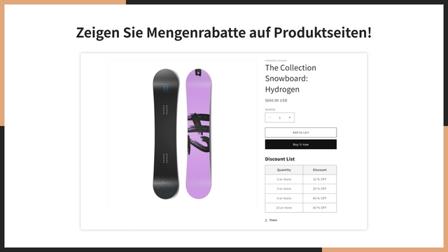 Zeigen Sie Mengenrabatte auf Produktseiten!