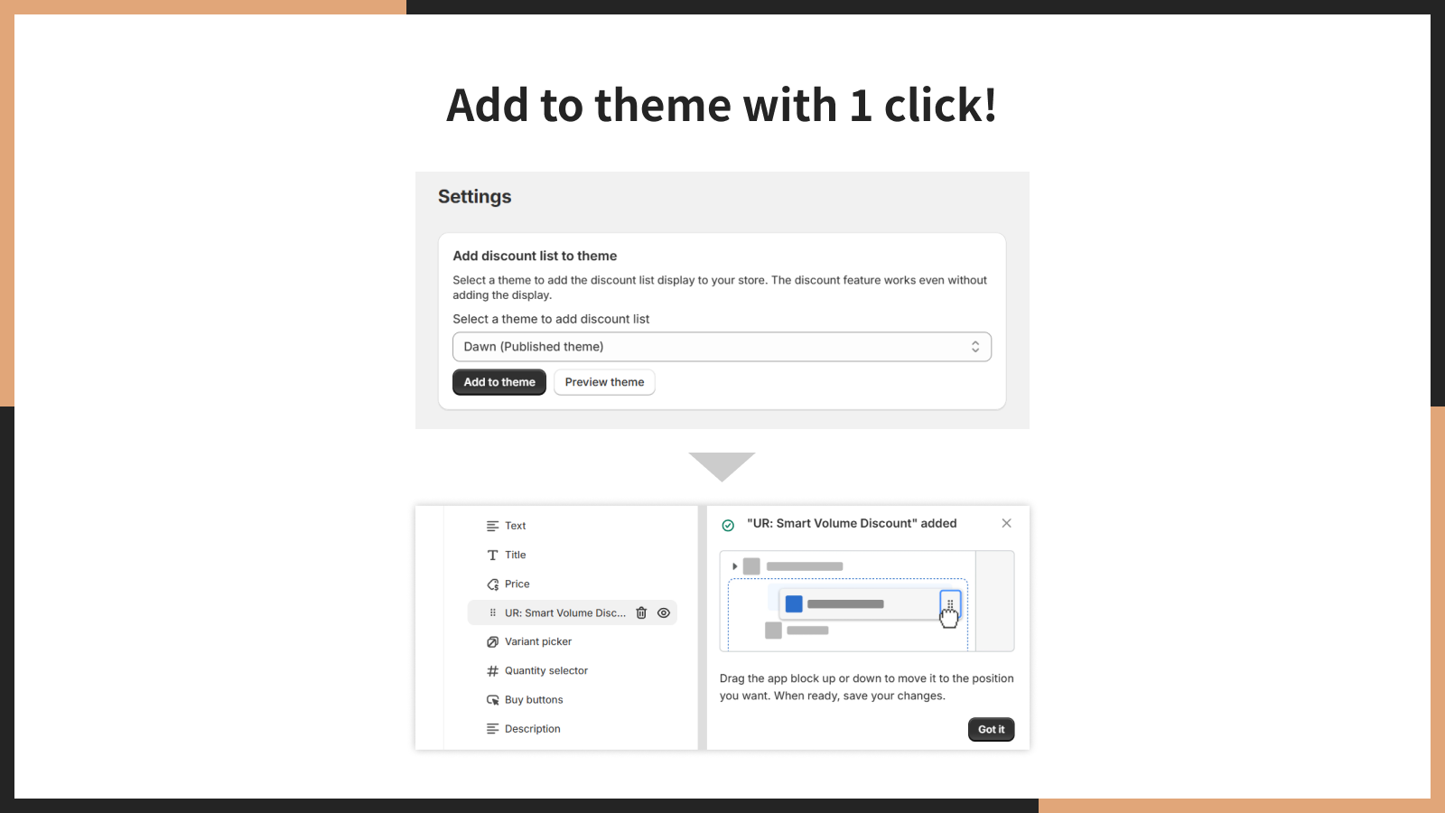 Add to theme with 1 click!
