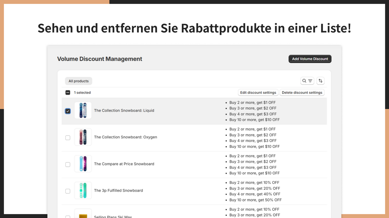 Sehen und entfernen Sie Rabattprodukte in einer Liste!