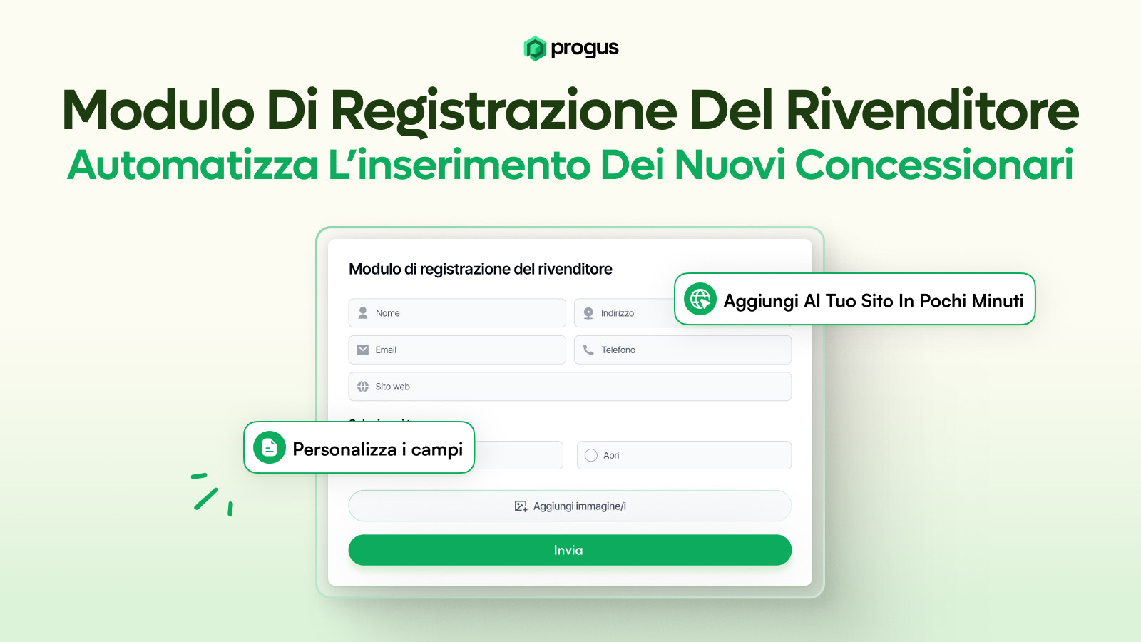 Progus Store Locator Map - Modulo di registrazione