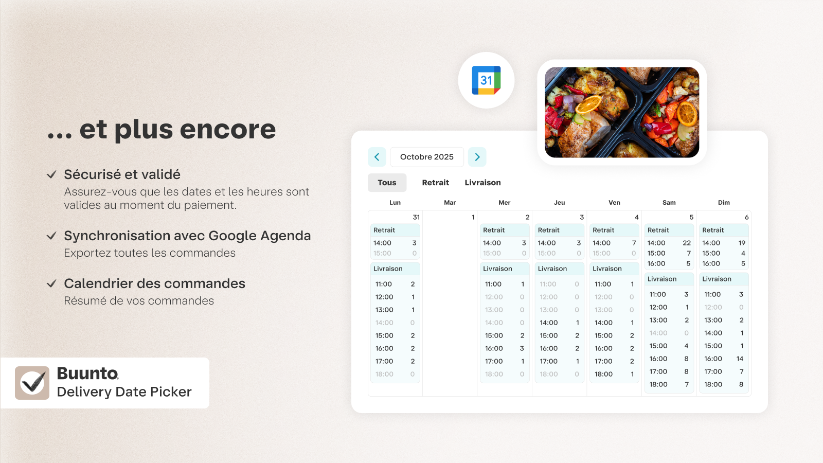Sécurisé et validé, synchronisation avec Google Agenda