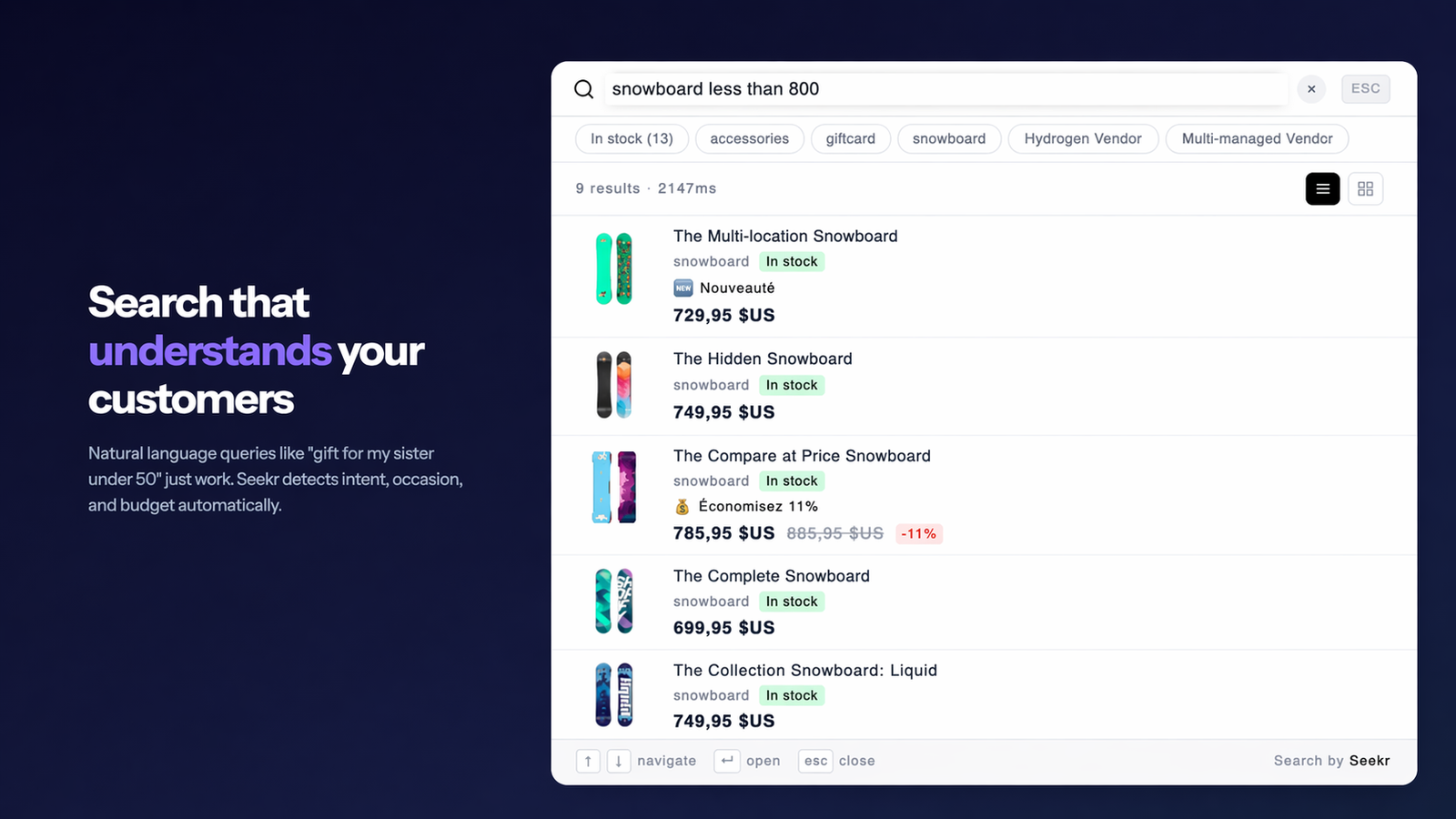 AI search app for Shopify with natural language search
