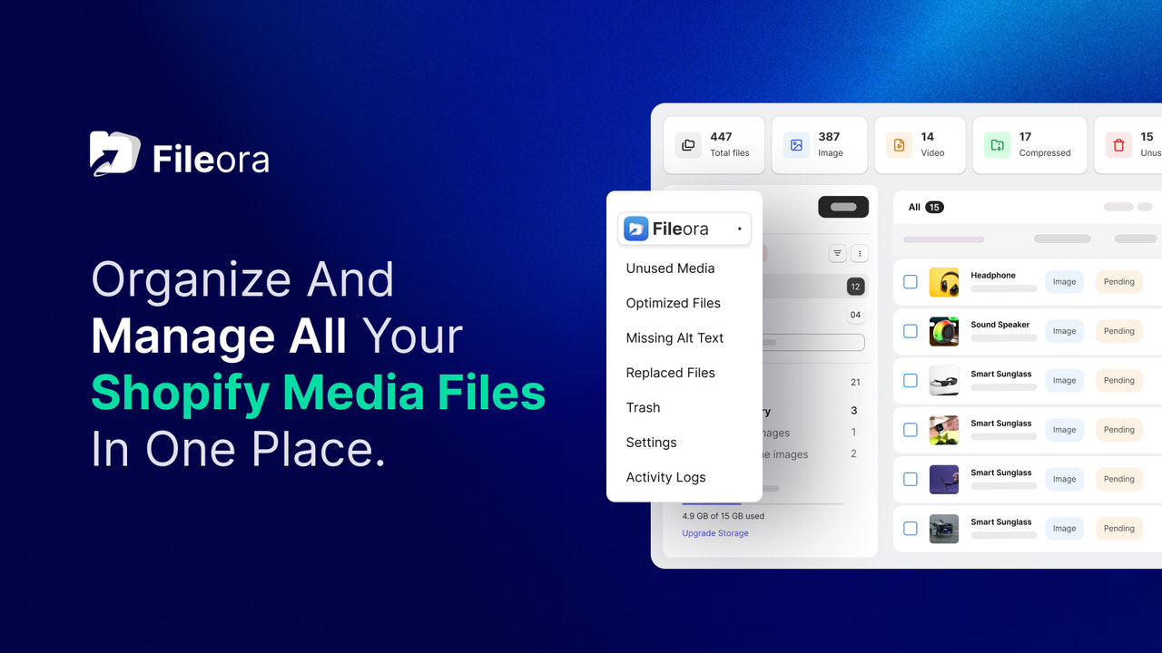 Shopify file manager to organize media files