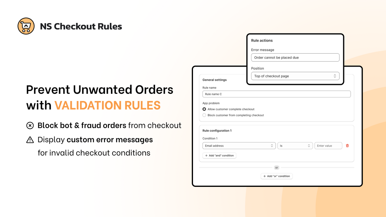 Validate checkout to prevent unwanted orders