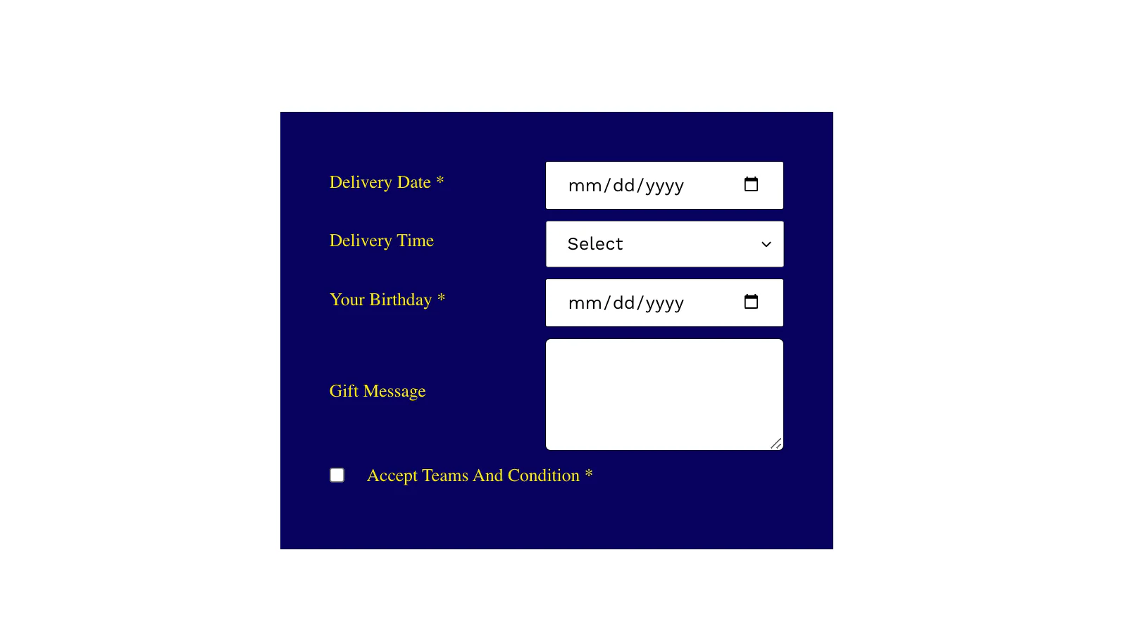 Add Order Fields During Checkout on Cart Page