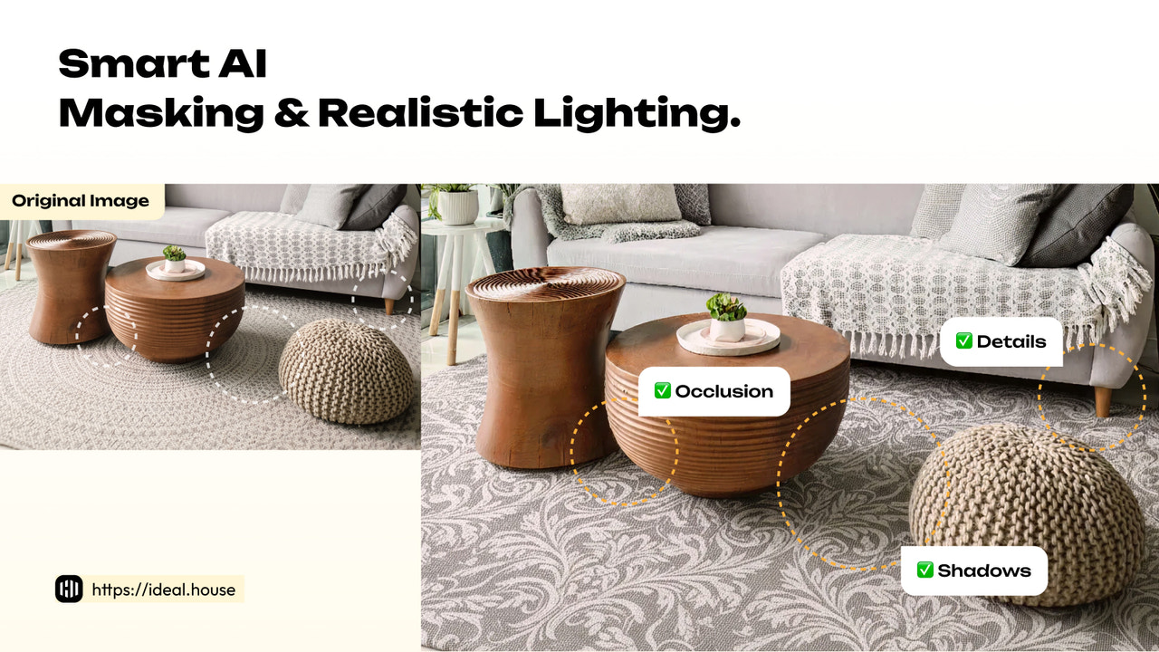Smart AI: Masking & Realistic Lighting.