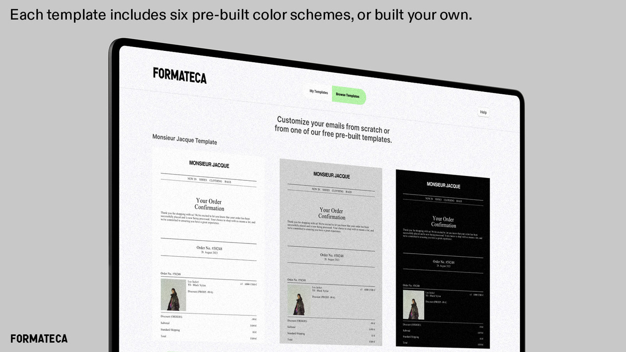 Overview of Formateca template selection