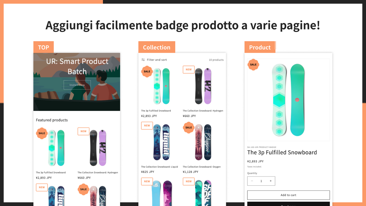 Aggiungi facilmente badge prodotto a varie pagine!