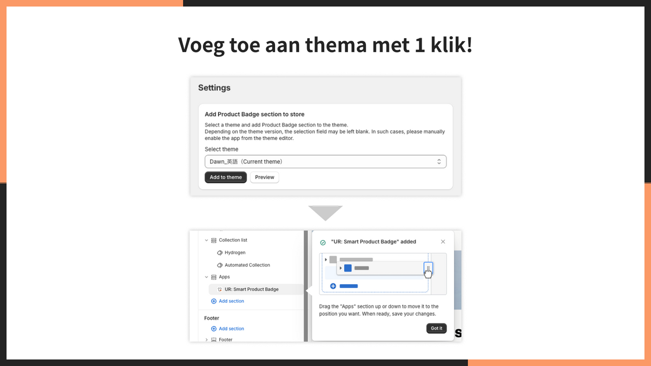 Voeg toe aan thema met 1 klik!