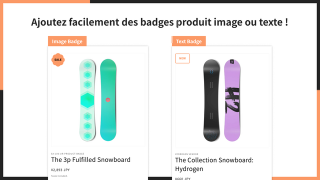 Ajoutez facilement des badges produit image ou texte !