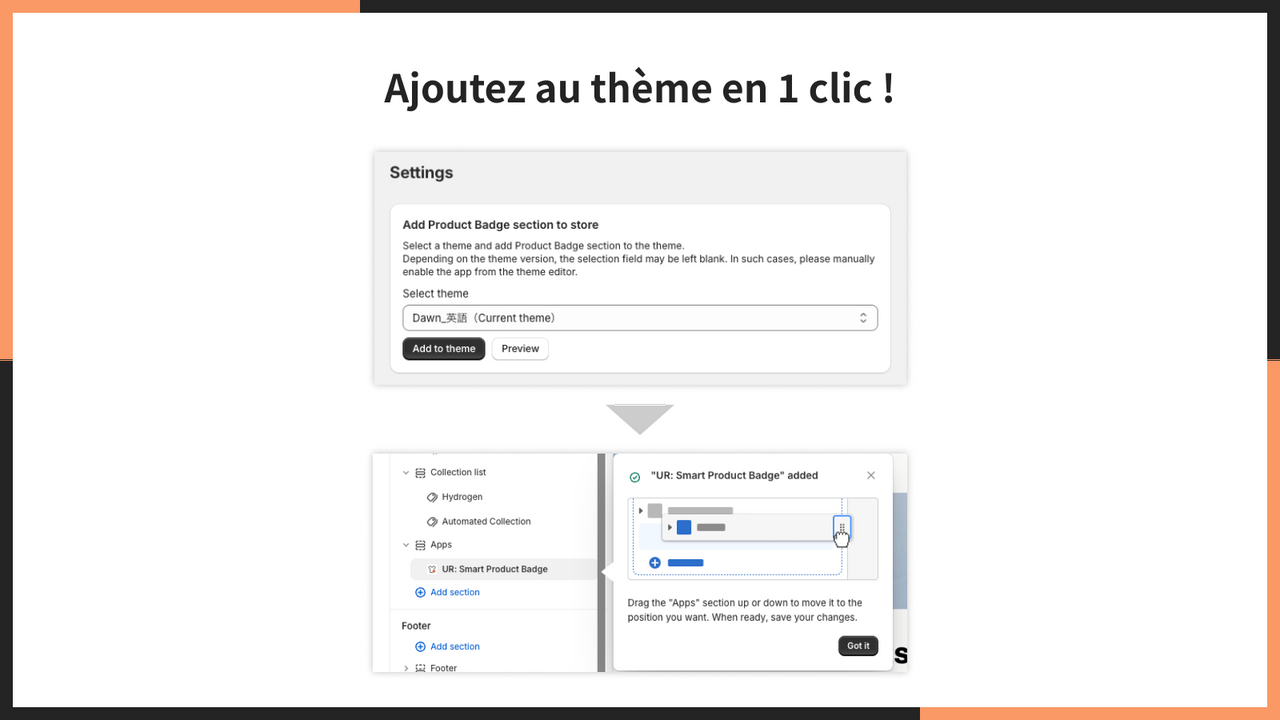 Ajoutez au thème en 1 clic !